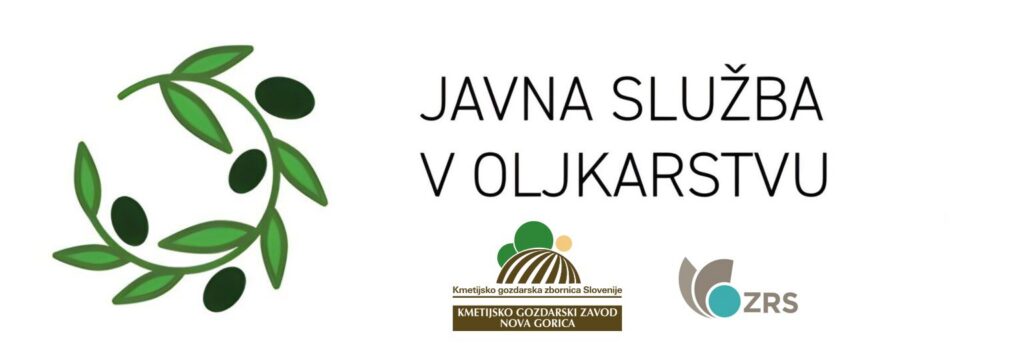 Pasica za javno službo v oljkarstvu z logotipoma ZRS in Kmetijsko gozdarski zavod Nova Gorica